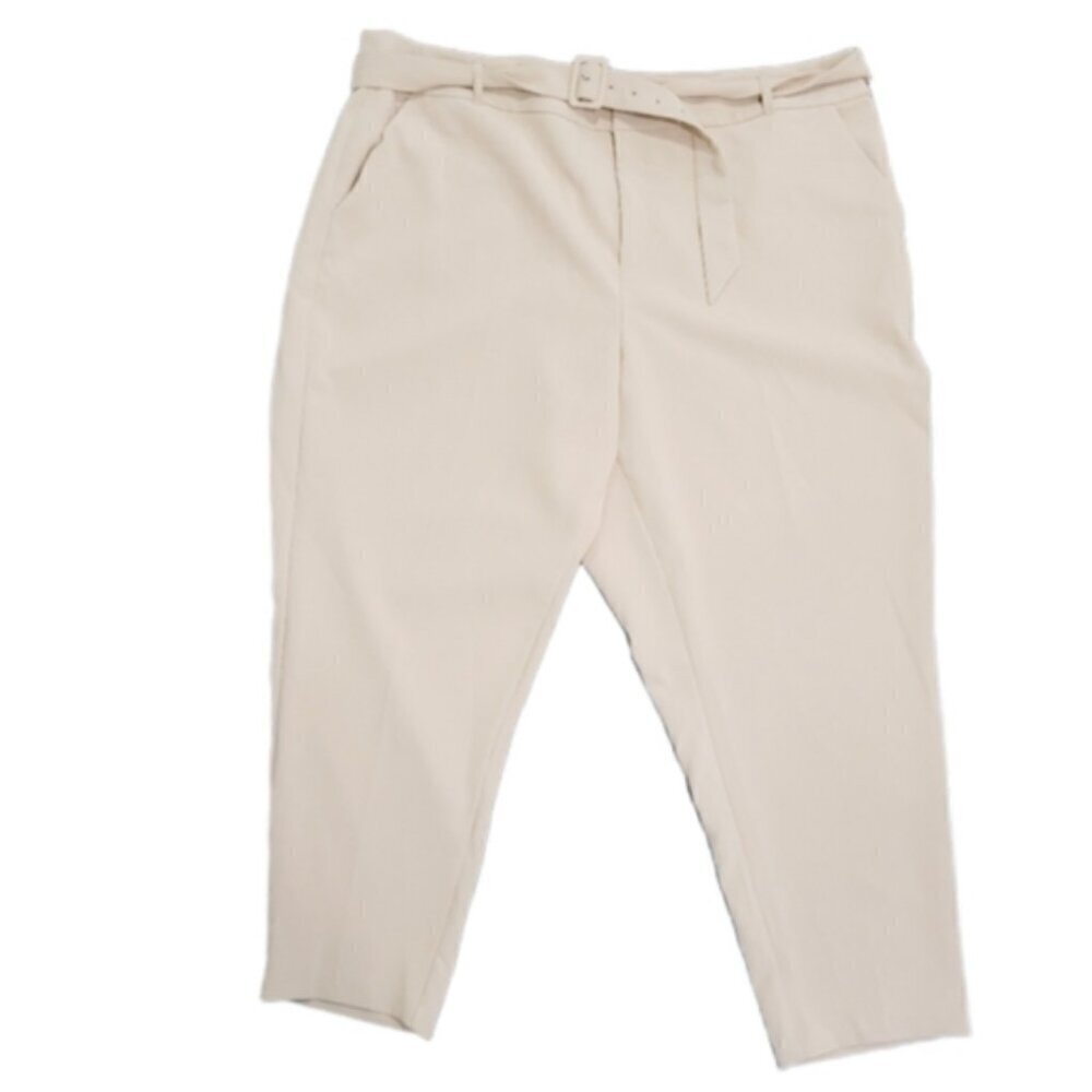 Torrid belted straight leg trouser pant woven beige - Picture 2 of 10